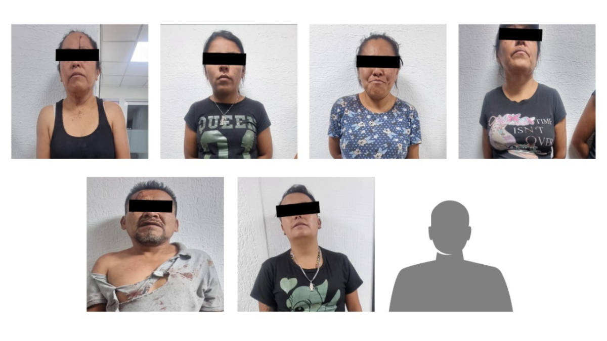 Foto: SSC. Elementos de la SSC detuvieron a dos hombres de 50 y 17 años, y a cinco mujeres de 49, 45, 38, 32 y 30 años de edad.