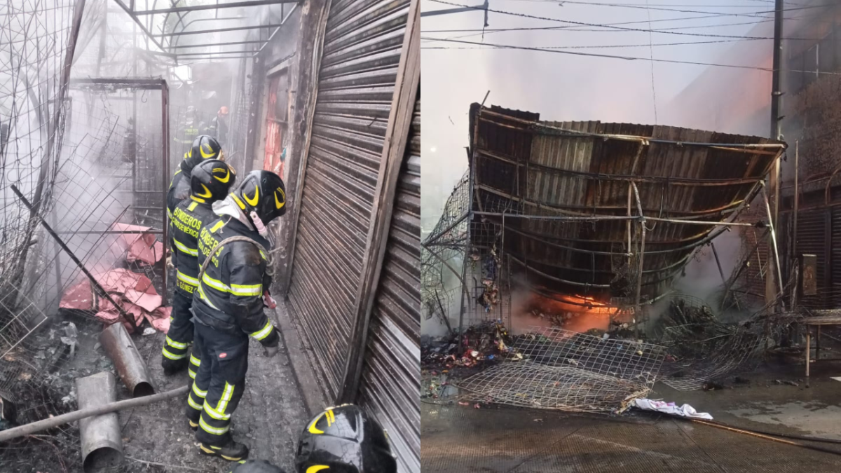 Foto: Especial | Durante la mañana de este jueves, se suscitó un fuerte incendio en varios locales y puestos callejeros de la Merced.