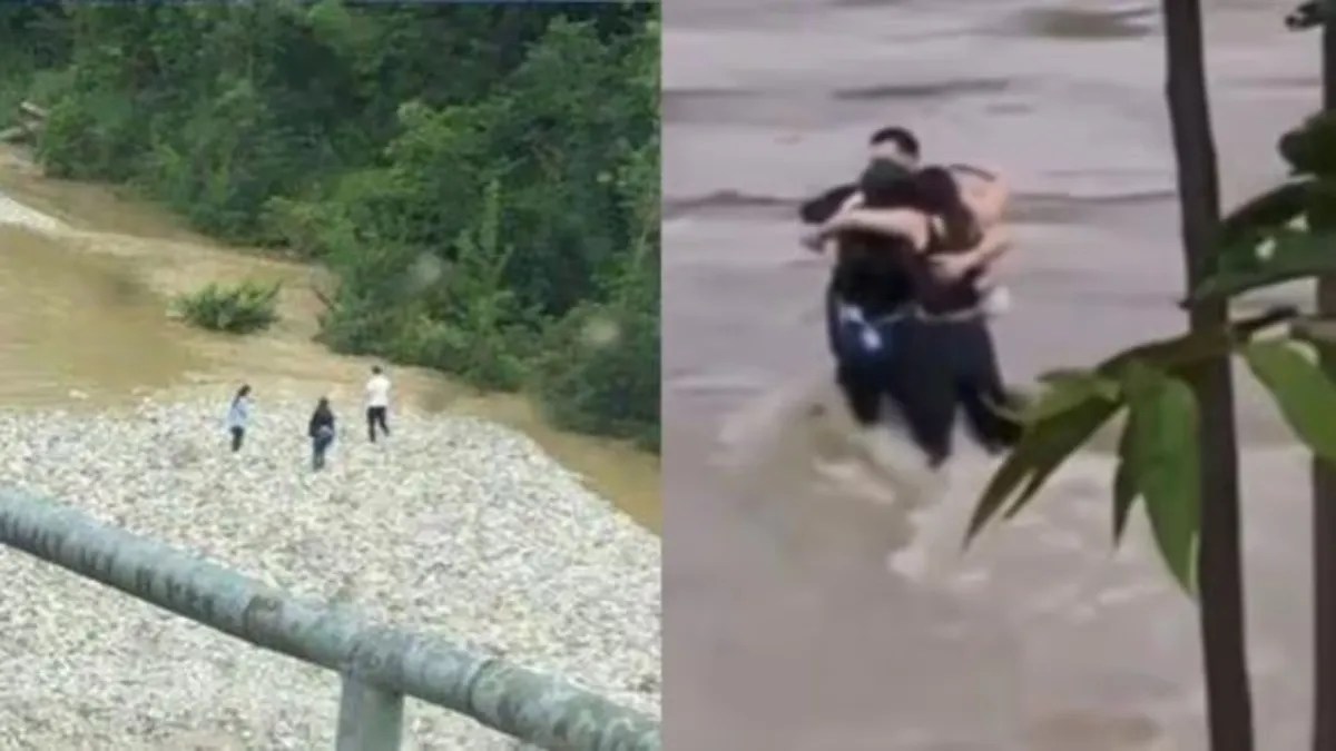 Amigos se abrazan antes de arrastrados por la corriente de un río