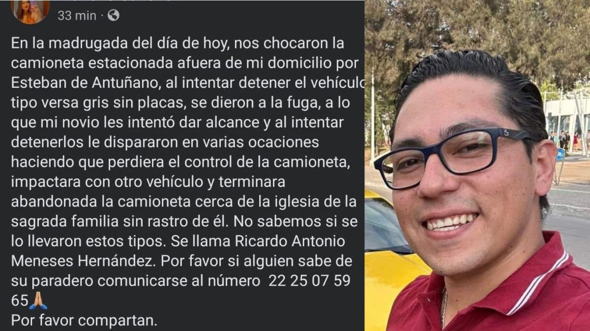 En una noche marcada por la violencia, el señor Ricardo Antonio Meneses ha sido reportado como desaparecido tras un incidente con armas de fuego ocurrido en las primeras horas de este 9 de julio, en el cruce del bulevar Esteban de Antuñano y la 17 Poniente, en Puebla.